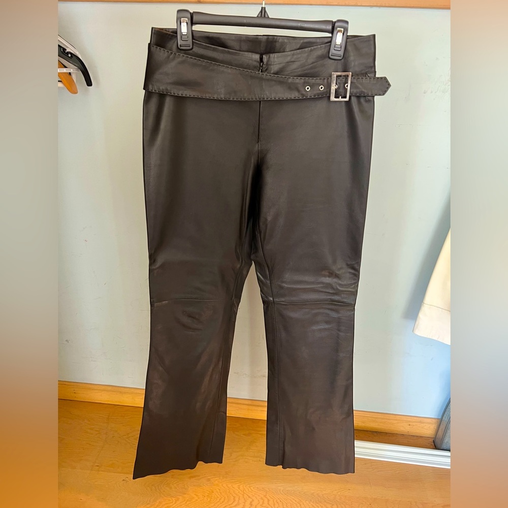 100% Lambskin Leather Boot/flare cut Pants